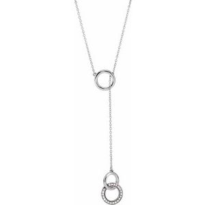 Ladies Natural Diamond Circle Y Necklace (I1, H+) — 14K White Gold