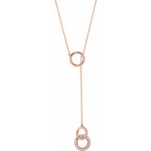 Ladies Natural Diamond Circle Y Necklace (I1, H+) — 14K Rose Gold