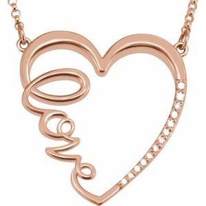 Ladies Natural Diamond Love Heart Necklace (I1, G-H) — 14K Rose Gold