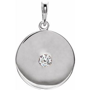 Ladies Natural Diamond Disc Pendant (I1, G-H) — Sterling Silver