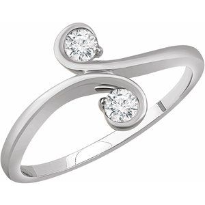 Ladies Natural Diamond Two-Stone Ring (I1, H+) — 14K White Gold