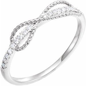 Ladies Rhodium-Plated Natural Diamond Infinity-Inspired Ring (I1, H+) — 14K White Gold