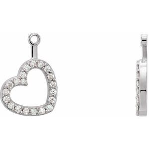 Ladies Natural Diamond Heart Earring Jackets — 14K White Gold