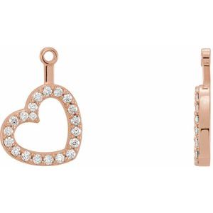 Ladies Natural Diamond Heart Earring Jackets — 14K Rose Gold