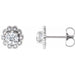 Ladies Natural Diamond Halo-Style Earrings — Sterling Silver