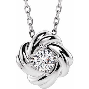 Ladies Natural Diamond Knot Necklace (Si2-Si3, G-H) — Platinum