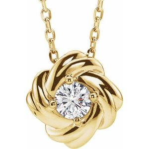 Ladies Natural Diamond Knot Necklace (I1, G-H) — 14K Yellow Gold