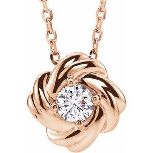 Ladies Natural Diamond Knot Necklace (I1, G-H) — 14K Rose Gold