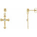 Ladies 14K Yellow/ Natural Diamond Cross Ball Earrings — 14K Yellow/White Gold