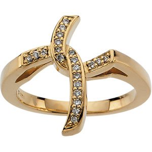 Ladies Diamond Cross Ring (SI1, G-H) — 14K Yellow Gold