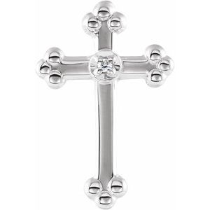 Ladies Natural Diamond Cross Lapel Pin — 14K White Gold