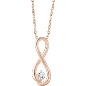 Ladies Natural Diamond Infinity-Inspired Necklace (I1, H+) — 14K Rose Gold