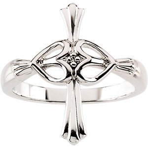 Ladies Natural Diamond Cross Ring (SI1, G-H) — 14K Yellow Gold