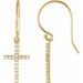 Ladies Natural Diamond Cross Earrings — 14K Yellow Gold