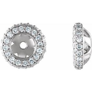 Ladies Natural Diamond Earrings Jacket — Sterling Silver