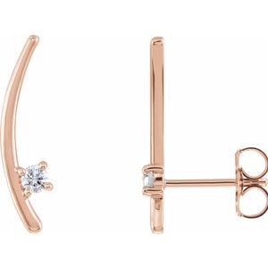 Ladies Natural Diamond Ear Climbers — 14K Rose Gold