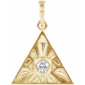Ladies Natural Diamond Eye of Providence Pendant — 14K Yellow Gold