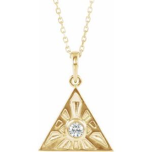 Ladies Natural Diamond Eye of Providence Necklace (I1, G-H) — 14K Yellow Gold