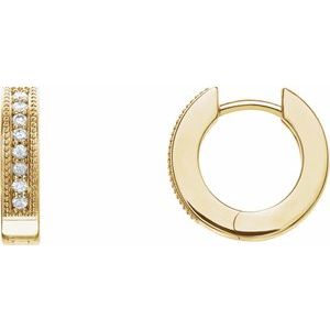 Ladies Natural Diamond 12.5 mm Hoop Earrings (I1, G-H) — 14K Yellow Gold