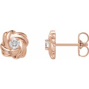 Ladies Natural Diamond Knot Earrings (I1, G-H) — 14K Rose Gold