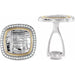 Ladies Natural Diamond Alligator Print Cuff Links — Sterling Silver & 14K Yellow Gold