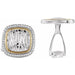 Ladies Natural Diamond Elephant Print Cuff Links — Sterling Silver & 14K Yellow Gold