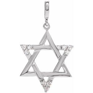 Ladies Natural Diamond Star of David Pendant (I1, H+) — 14K White Gold