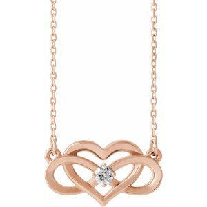 Ladies Natural Diamond Infinity-Inspired Heart Necklace (I1, G-H) — 14K Rose Gold