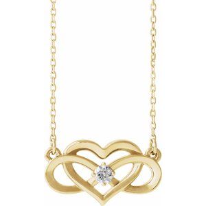 Ladies Natural Diamond Infinity-Inspired Heart Necklace (I1, G-H) — 14K Yellow Gold