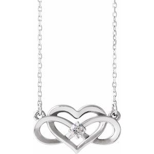 Ladies Natural Diamond Infinity-Inspired Heart Necklace (I1, G-H) — Sterling Silver