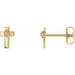 Ladies 7x5 mm Natural Diamond Cross Earrings (Si1, G-H) — 14K Yellow Gold