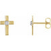Ladies 10x6 mm Natural Diamond Cross Earring (Si1, G-H) — 14K Yellow Gold