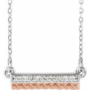 Ladies Natural Diamond Rope Bar Necklace (I1, G-H) — 14K White/Rose Gold