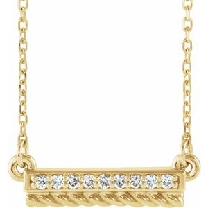 Ladies Natural Diamond Rope Bar Necklace (I1, G-H) — 14K Yellow Gold