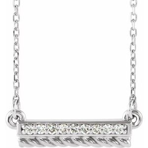 Ladies Natural Diamond Rope Bar Necklace (I1, G-H) — Sterling Silver