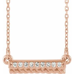 Ladies Natural Diamond Rope Bar Necklace (I1, G-H) — 14K Rose Gold