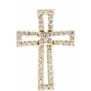 Ladies Natural Diamond Cross Pendant (Si1, G-H) — 14K Yellow Gold