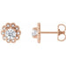 Ladies Natural Diamond Halo-Style Earrings — 14K Rose Gold