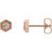Ladies Natural Diamond Hexagon Stud Earrings (I1, G-H) — 14K Rose Gold