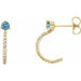 Ladies Natural Aquamarine Natural Diamond J-Hoop Earrings (I1, G-H) — 14K Yellow Gold