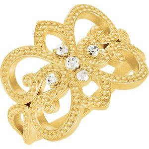Ladies Natural Diamond Granulated Ring (I1, G-H) — 14K Yellow Gold