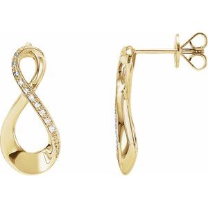 Ladies Natural Diamond Infinity-Inspired Earrings — 14K Yellow Gold