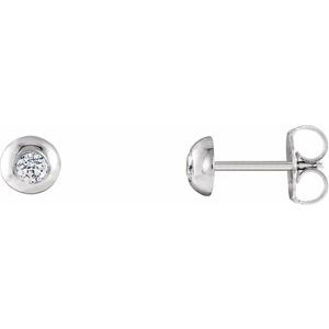 Ladies Natural Diamond Domed Stud Earring — Platinum