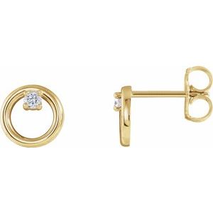 Ladies Natural Diamond Circle Earrings (I1, G-H) — 14K Yellow Gold