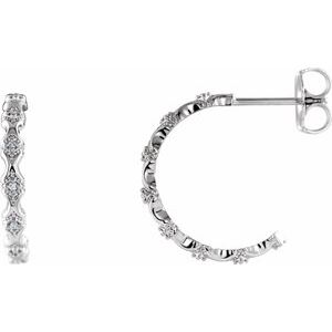 Ladies Natural Diamond Hoop Earrings (SI2-SI3, G-H) — Platinum