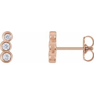 Ladies Natural Diamond Petite Ear Climbers — 14K Rose Gold
