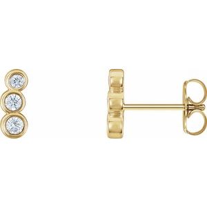 Ladies Natural Diamond Petite Ear Climbers — 14K Yellow Gold