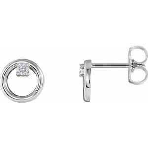 Ladies Natural Diamond Circle Earrings (Si2-Si3, G-H) — Platinum