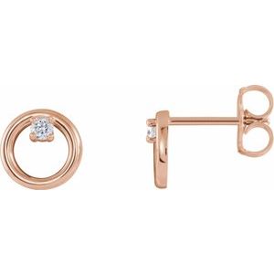 Ladies Natural Diamond Circle Earrings (I1, G-H) — 14K Rose Gold