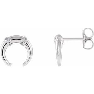 Ladies Natural Diamond Crescent Earrings — Platinum